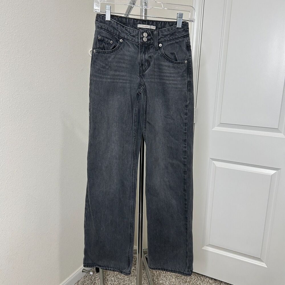 Levi's Jeans Womens 23 Faded Black Superlow Loose Mic Dropped Slouchy Y2K Indie